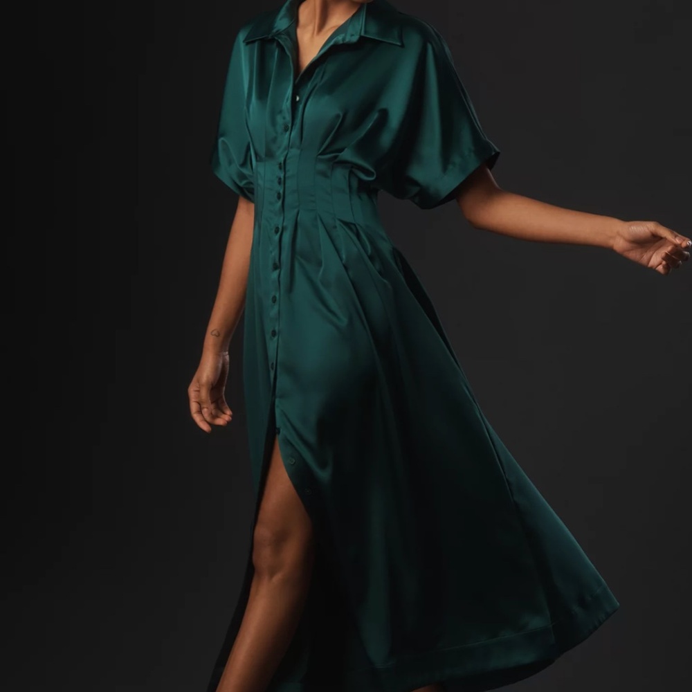 The Tobie Satin Shirt Dress by Exquise